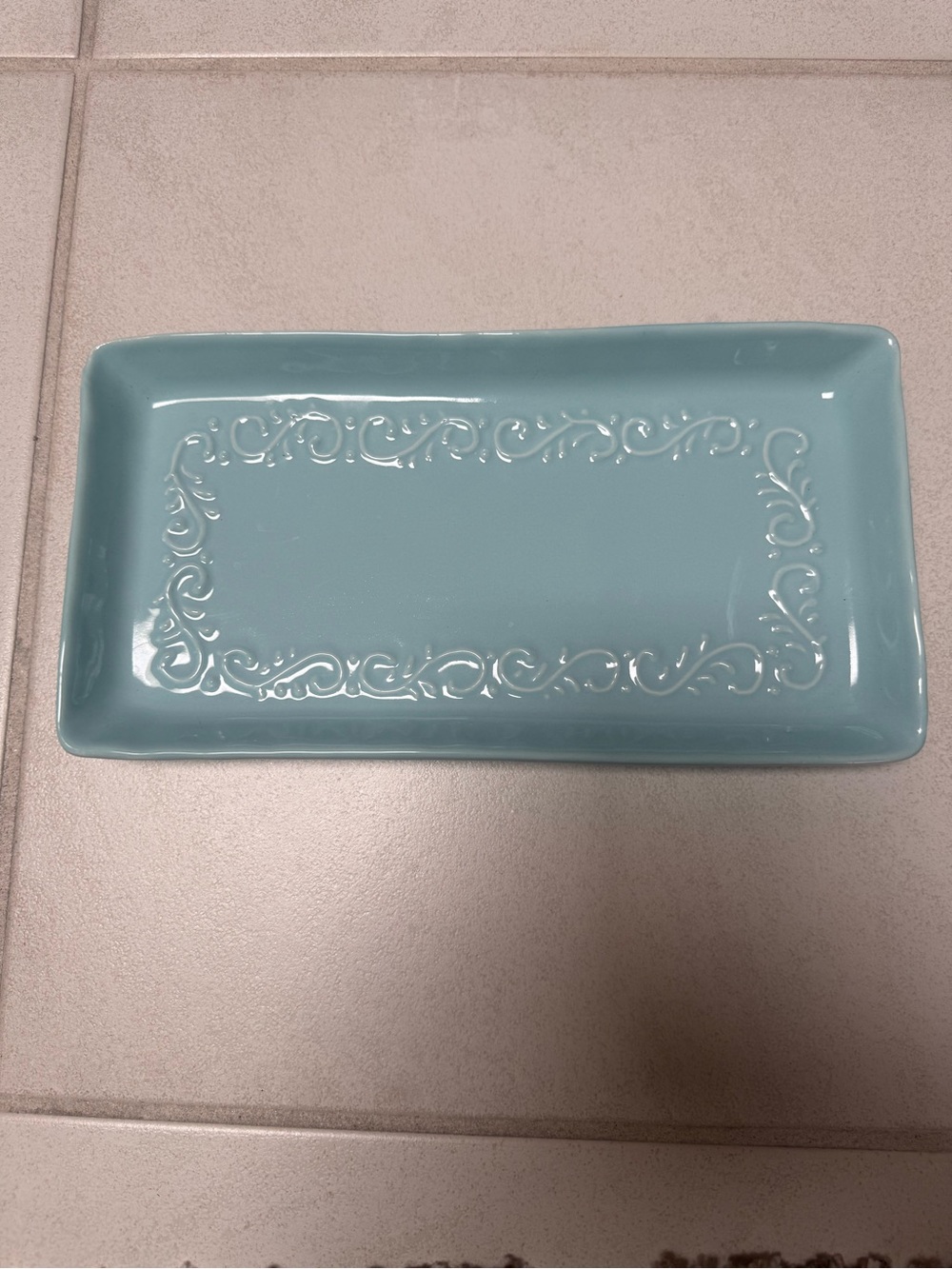 Maioliche Jessica Italian Ceramic Tray Decorative Vanity or Serving Tray - Aqua